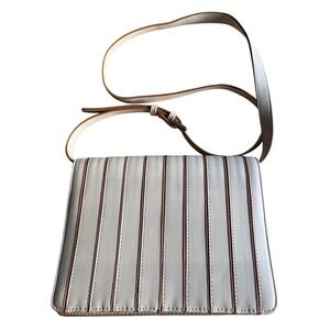 NWOT Basque Beige Vegan Leather Pleated Crossbody Bag Messenger Adjustable Strap
